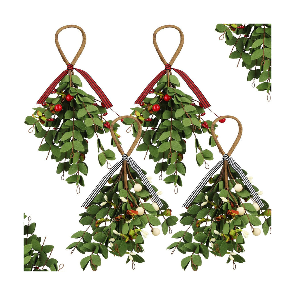 XunYee 4 Pcs Christmas Mistletoe Ornaments Decor
