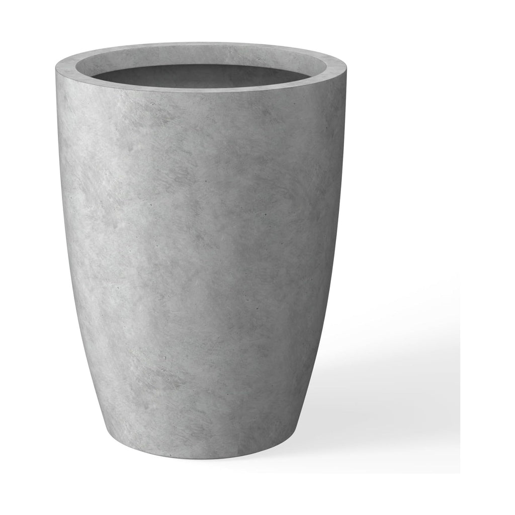 Kante Small Round Tapered Pale Gray Concrete Planter 18.1" Tall, Outdoor | Rubber Plug for Indoor, Drainage for Garden