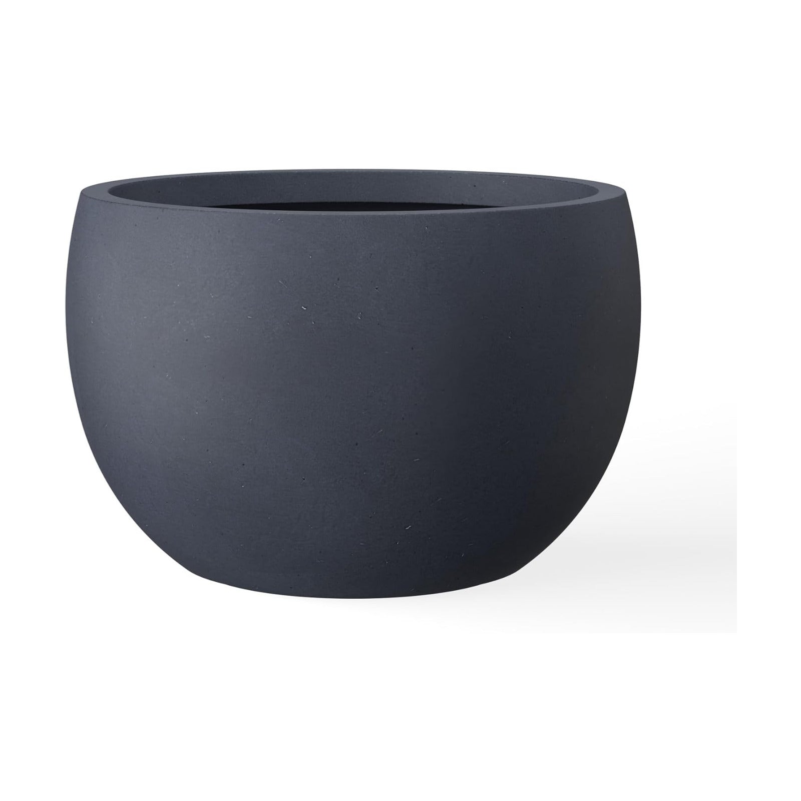 Kante Small Round Bowl Charcoal Concrete Planter 11.8" Dia, Outdoor | Rubber Plug for Indoor, Drainage for Garden