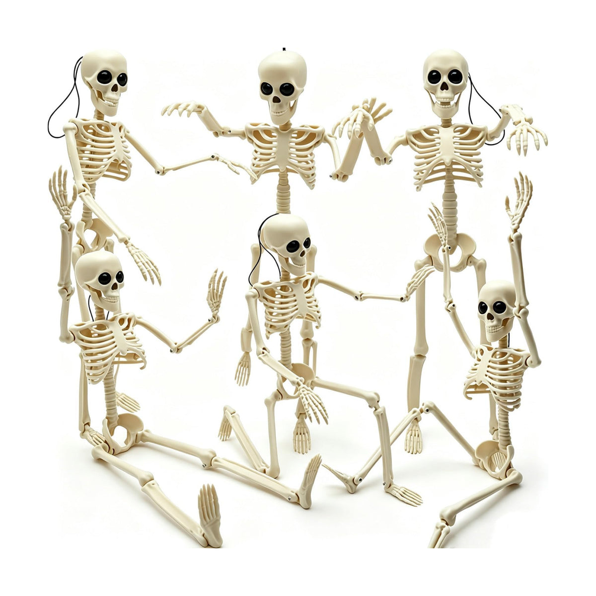6PCS Skeleton Halloween Decorations, 16in Full Body Poseable Small Skeleton