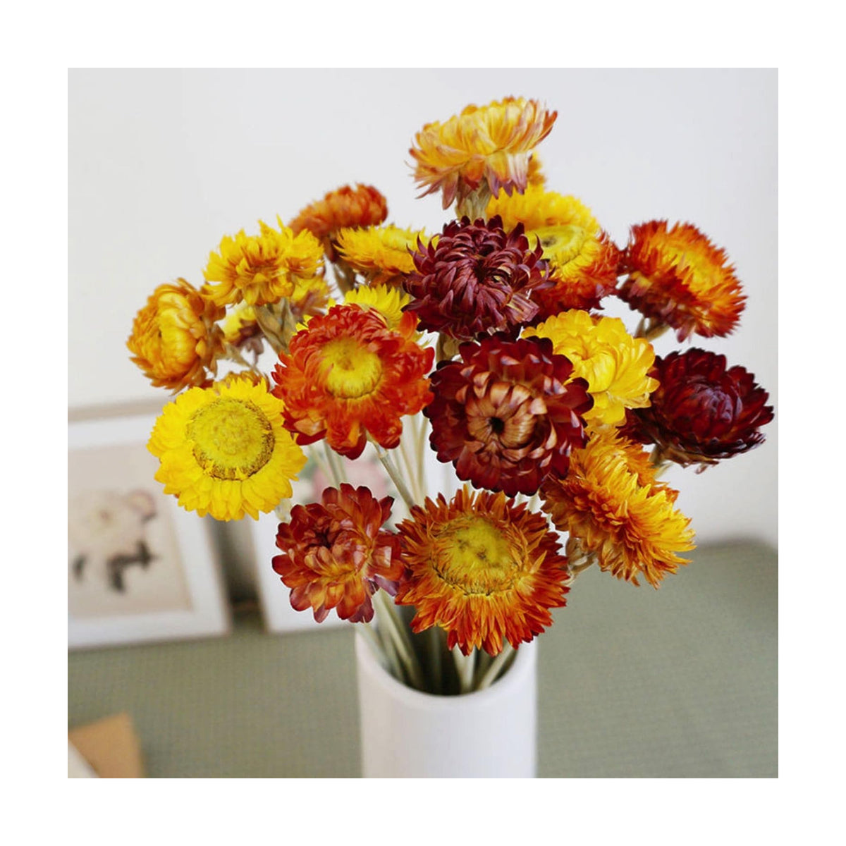 40 Pcs Dried Daisy Flower Bouquet, 17" Multicolor Fall Flowers, Vase Filler