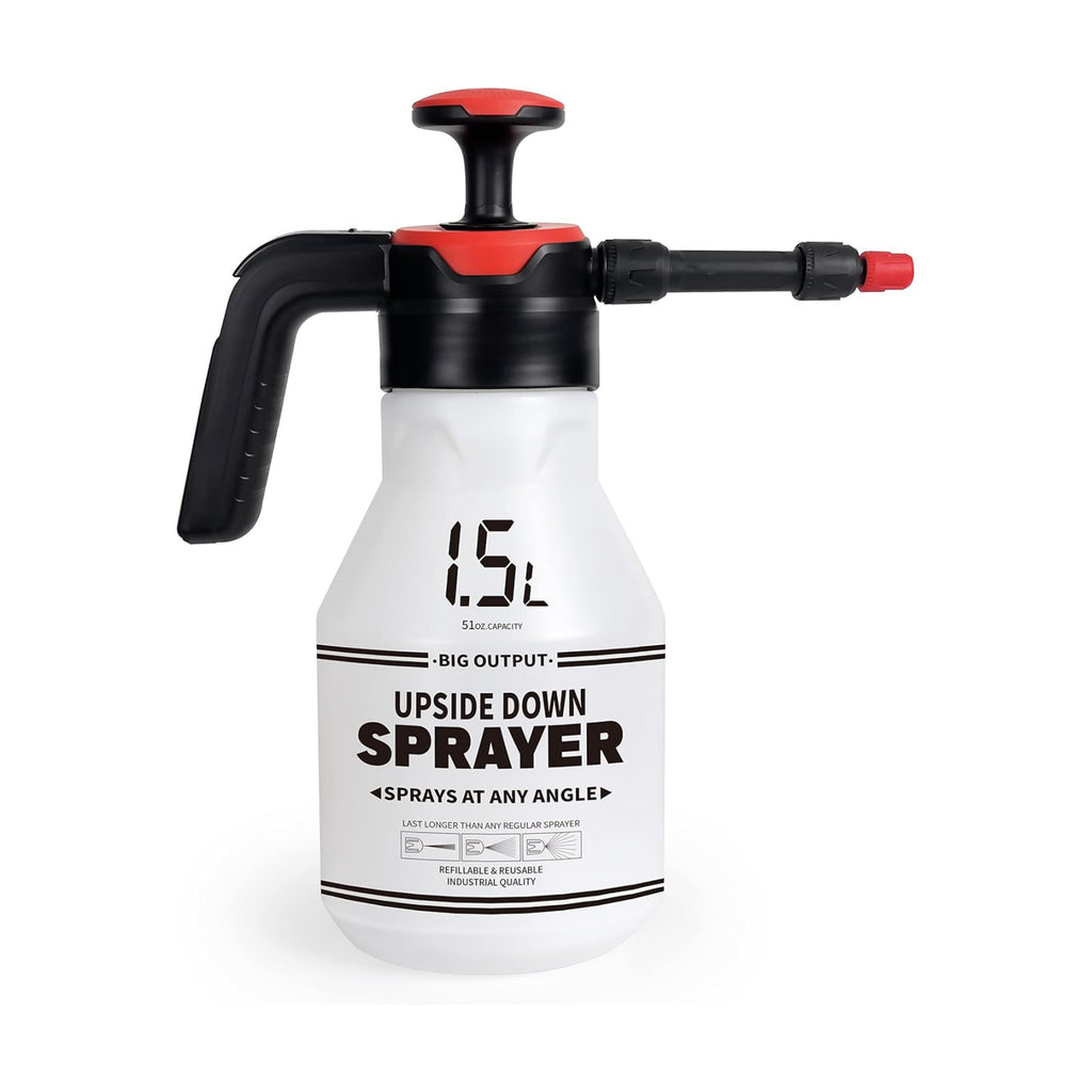 FOSHIO 0.4 Gallon Garden Pump Sprayer, 1.5L Portable Hand Pump Pressure Water Spray Bottles with Adjustable Nozzle