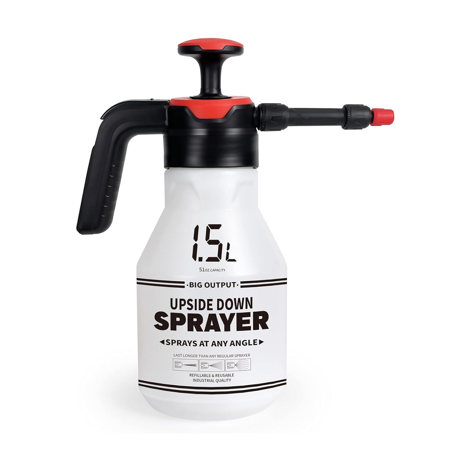 FOSHIO 0.4 Gallon Garden Pump Sprayer, 1.5L Portable Hand Pump Pressure Water Spray Bottles with Adjustable Nozzle