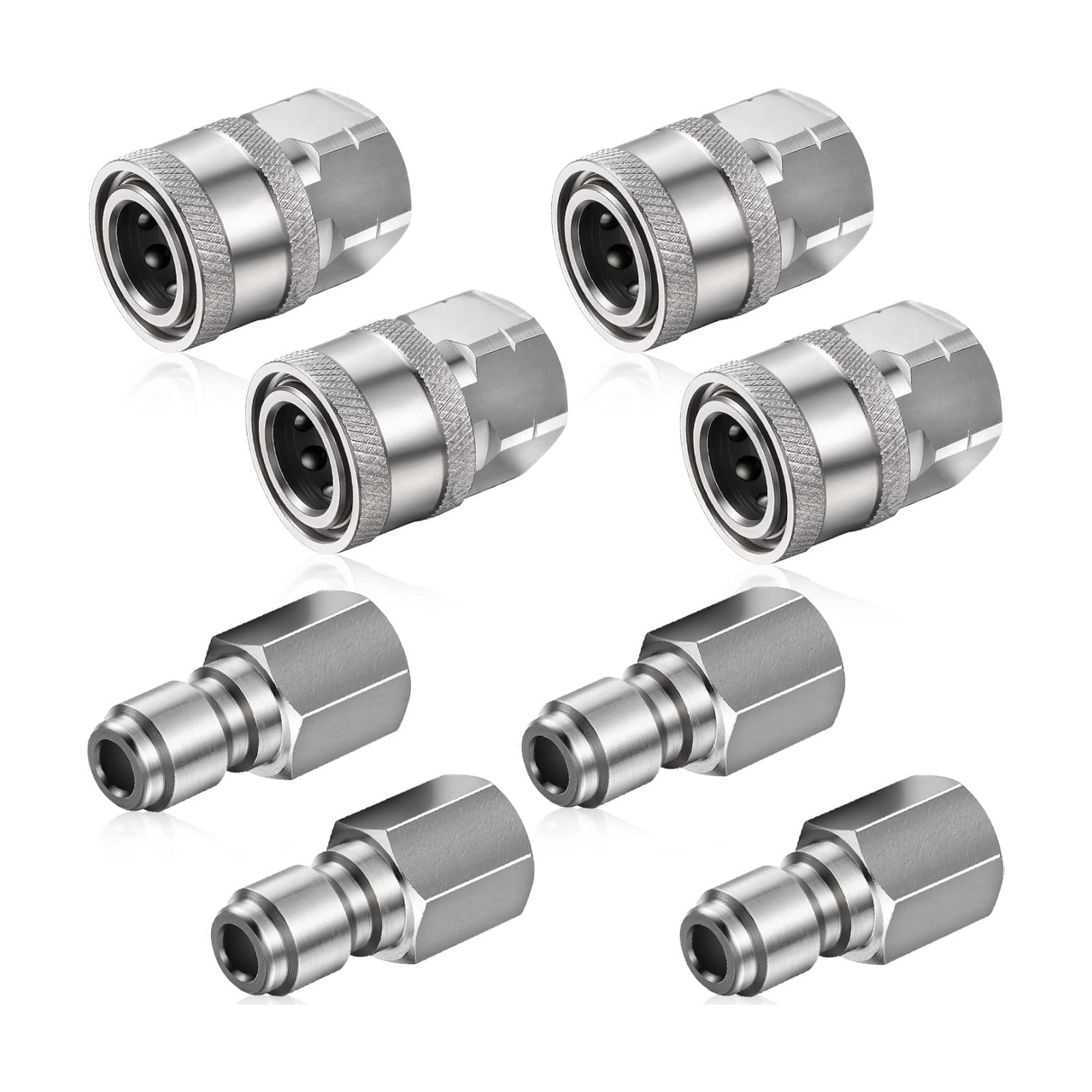 4 Sets NPT 1/4 Inch Pressure Washer Coupler Quick Connect Plug Male Female 1/4 Quick Connect Fittings Pressure Washer