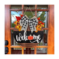 Whaline Fall Thanksgiving Welcome Sign Farmhouse Wooden Hanging Sign with Bow Artificial Berries Rustic Wood Door Hanger for Autumn Harvest Holiday Home Office Window Decoration