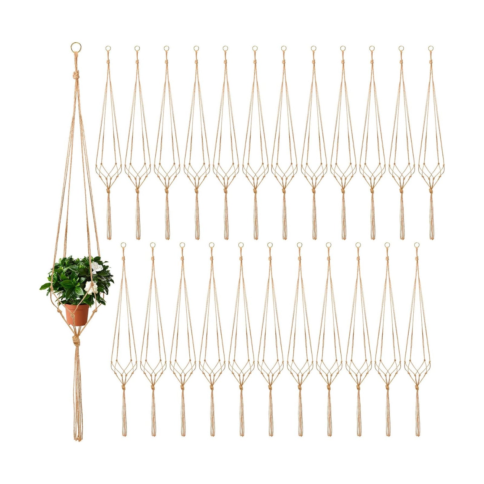 Newwiee 20 Pcs 48 Inches Macrame Plant Hangers Jute Rope Plant Holder Plant Hanger Indoor Rope Plant Hanger for Home