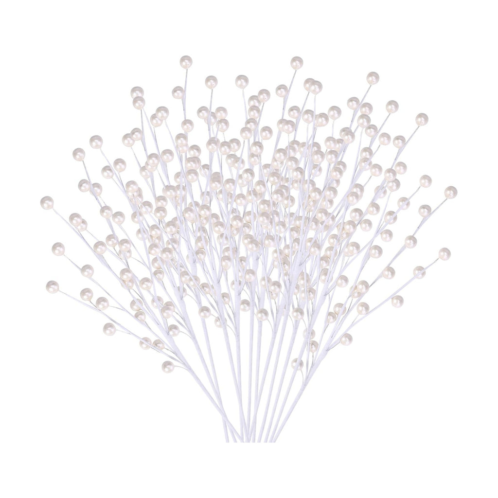 GREENTIME 12 Pack Artificial White Berry Stems 14" Fake Holly Berry Picks