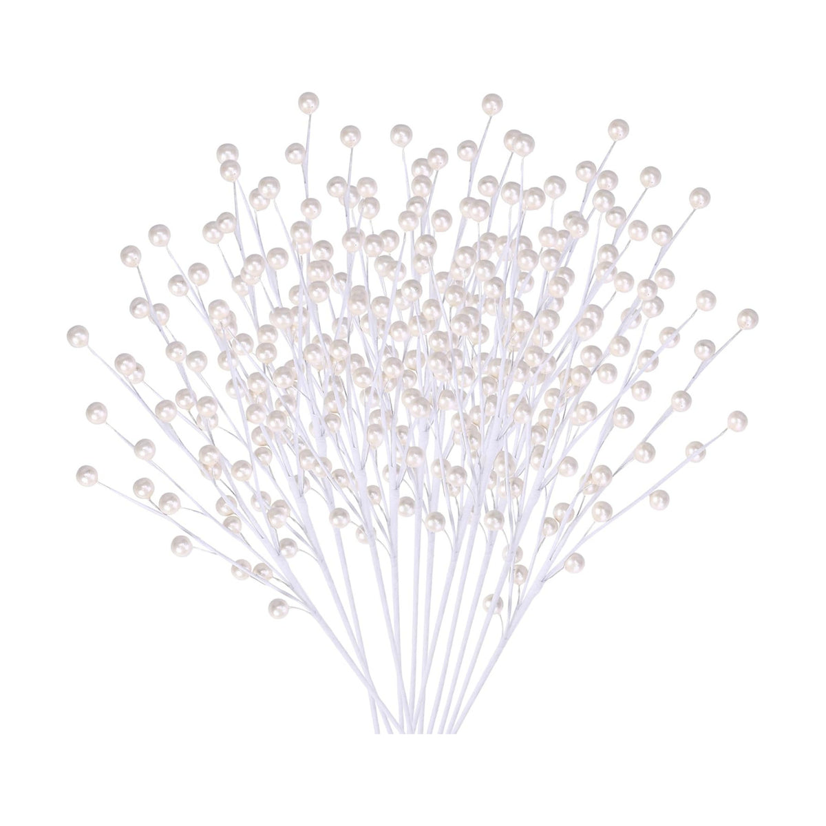 GREENTIME 12 Pack Artificial White Berry Stems 14" Fake Holly Berry Picks