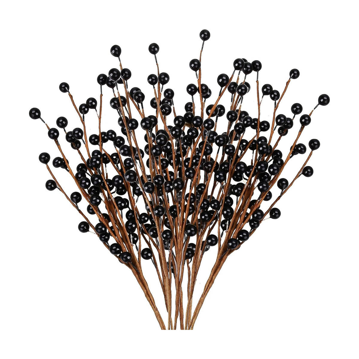 GREENTIME 12 Pack Black Artificial Holly Berry Picks 14" Fake Berry Stems