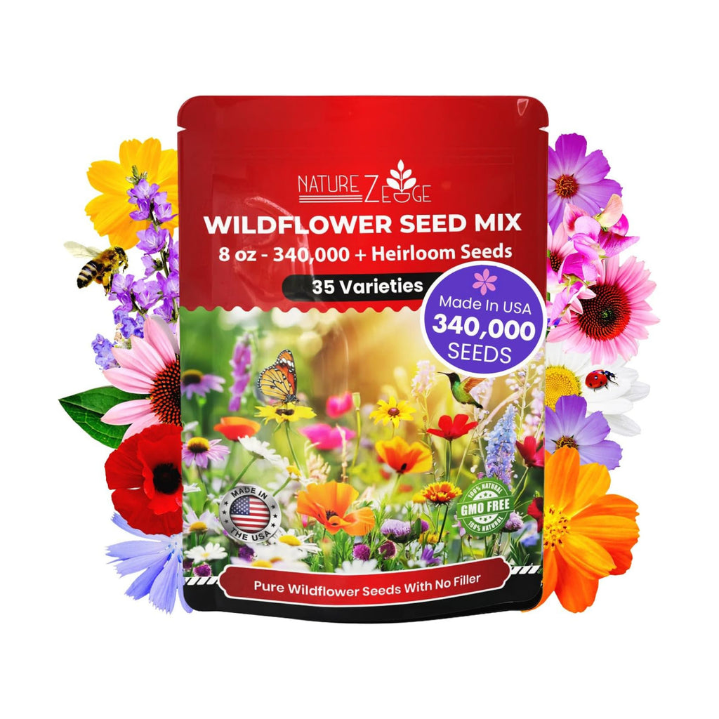 NatureZ Edge Wildflower Seeds, 1/2 lb, 340,000 Seed, 35 Variety Perennial & Annual Flower Seeds to Plant Outside, Bulk