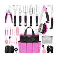 Pink Garden Tool Set Gardening Items for Women - 24PCS Heavy Duty Garden Tools with Detachable Storage Bag, Succulent