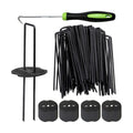 Bakulyor 100pcs Black Landscape Staples + 100pcs Buffer Washer, 6 Inch 11 Gauge Garden Stakes Staples, U Shaped