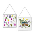 Glass Frame for Pressed Flowers, Leaf and Artwork - Hanging Square Metal Picture Frames, Clear Double Glass Floating Frame, Wall Decor Photo Display, Set of 2 Flower Press Frames with Chain (Silver, 6x6)