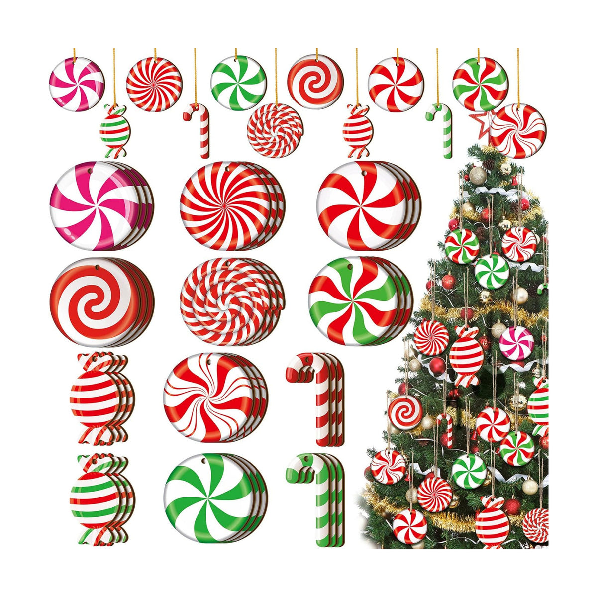 Qunclay 36 Pcs Candy Cane Christmas Ornaments