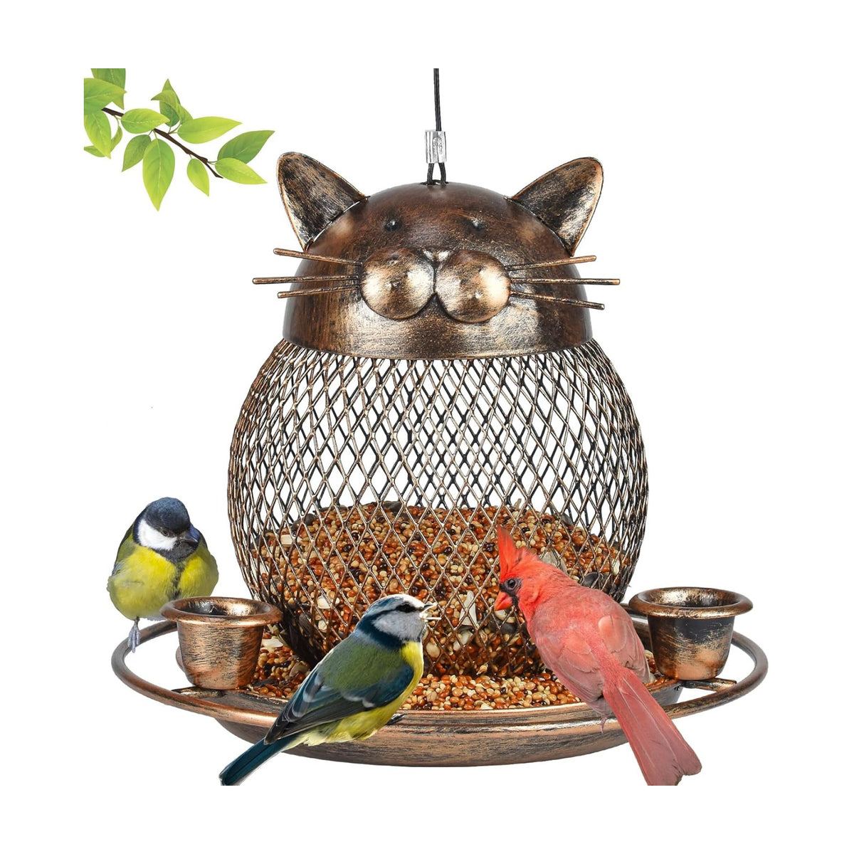 Bird Feeders for Outdoors Hanging, Heavy Duty Cute Cat Bird Feeder