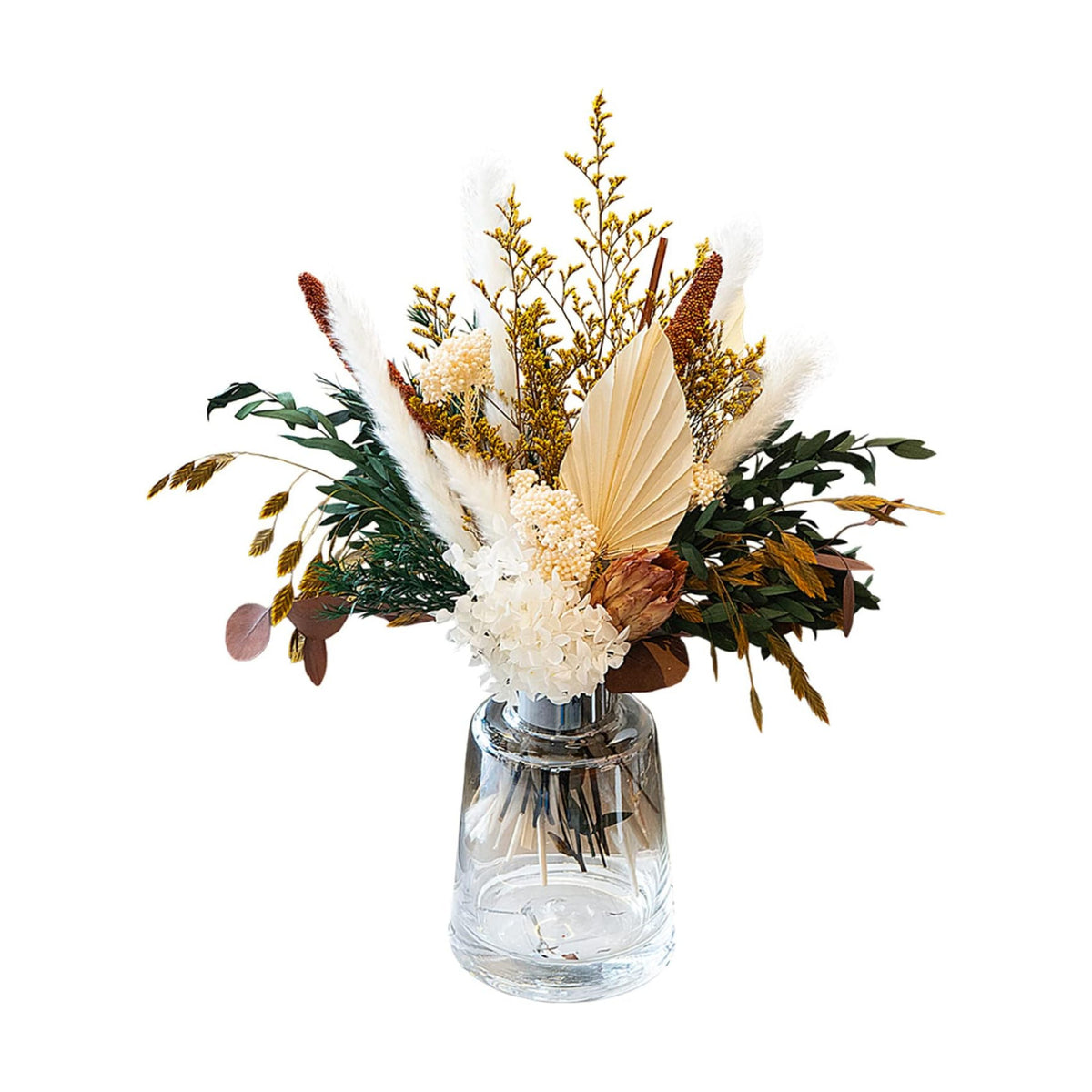 Dried Flowers for Vase, Boho Pampas Grass Hydrangea Eucalyptus Bouquet