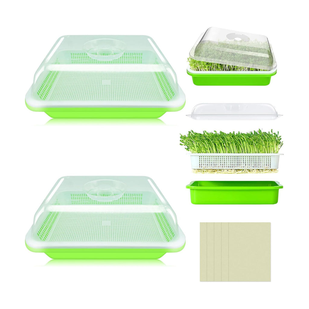 Legigo 2 Pack Seed Sprouter Trays with Lids, Microgreens Growing Trays Kit