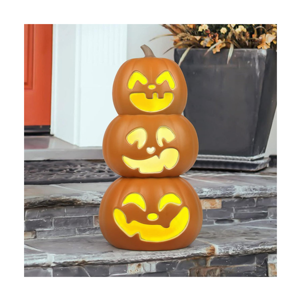 17" Jack O Lantern - Halloween Plastic Pumpkin Lantern - Holiday Pre-lit Pumpkin Lights-Halloween Decoration for Outdoor and Indoor- Waterproof and ETL Certified Light with Two Safety Fuse