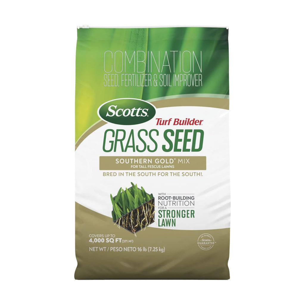 Scotts Turf Builder Grass Seed Southern Gold Mix, 16 lbs. | For Tall Fescue Lawns, Grass Seed Plus Lawn Fertilizer and