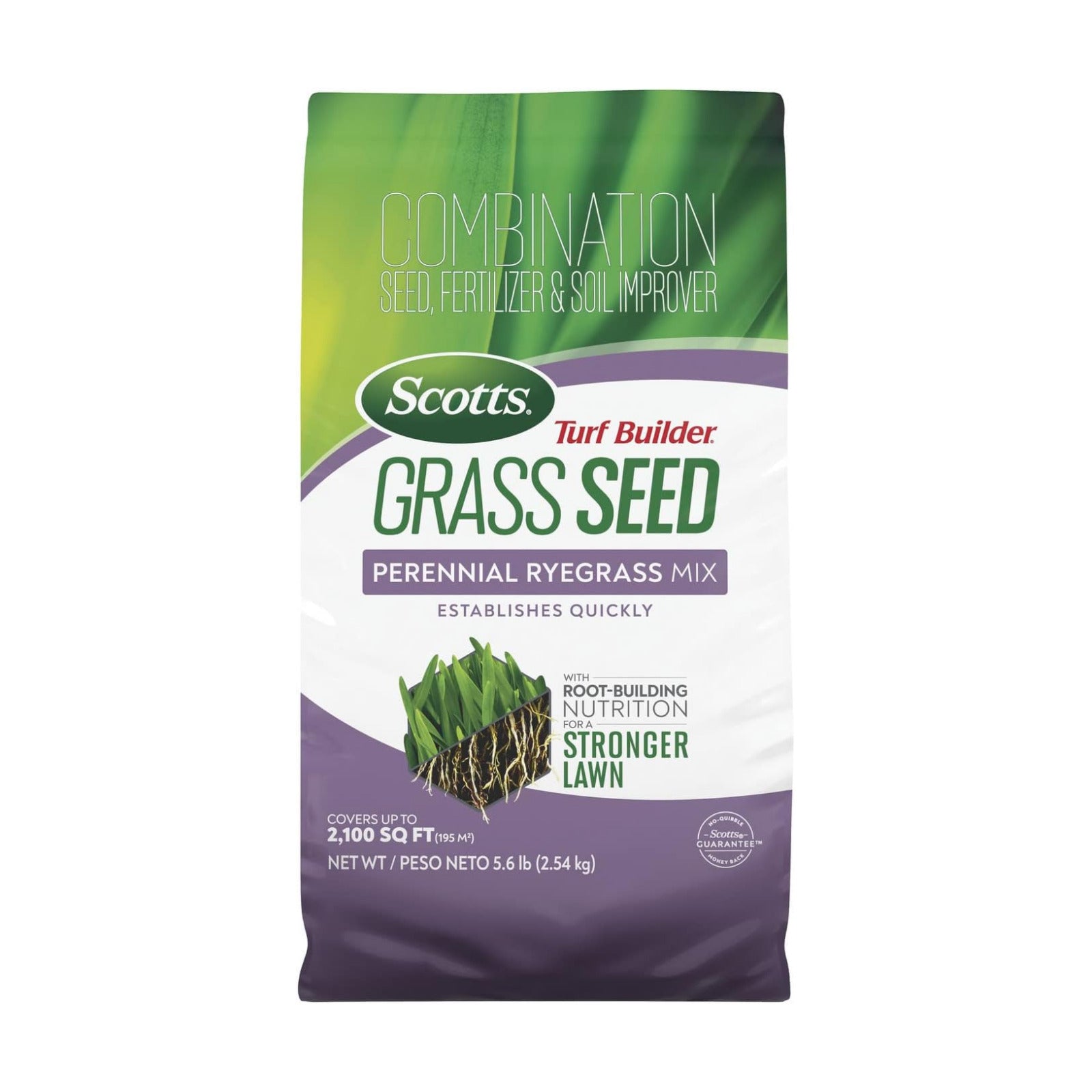 Scotts Turf Builder Grass Seed Perennial Ryegrass Mix, 5.6 lbs. | Combination Grass Seed, Lawn Fertilizer & Soil