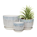 Gray Flower Pots, Texture Ceramic Plant Pots for Indoor Plants Set of 3 | Planters with Saucer | Cute Garden Pots