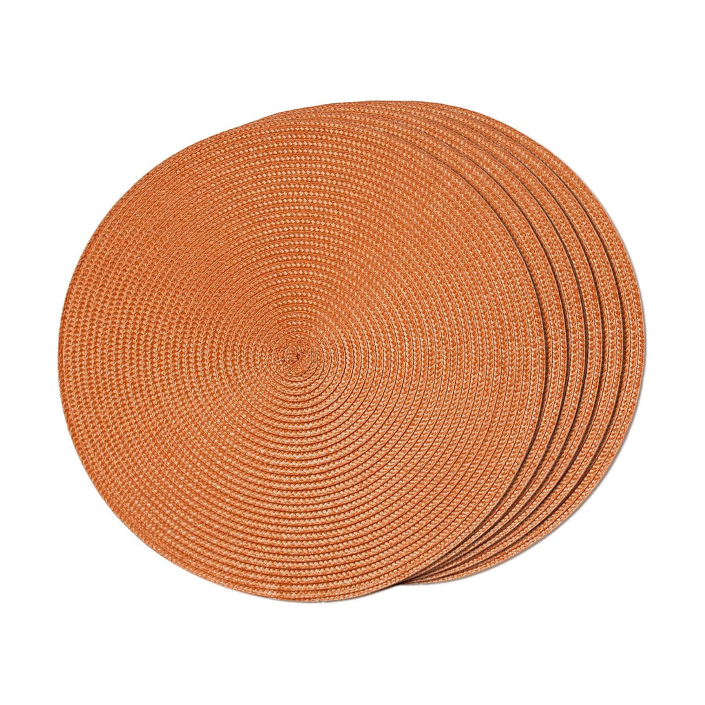 FunWheat Round Braided Placemats Set of 6 Table Mats for Dining Tables Woven Washable Non-Slip Place mats 15 Inch for Fall Decoration(Pumpkin Orange)