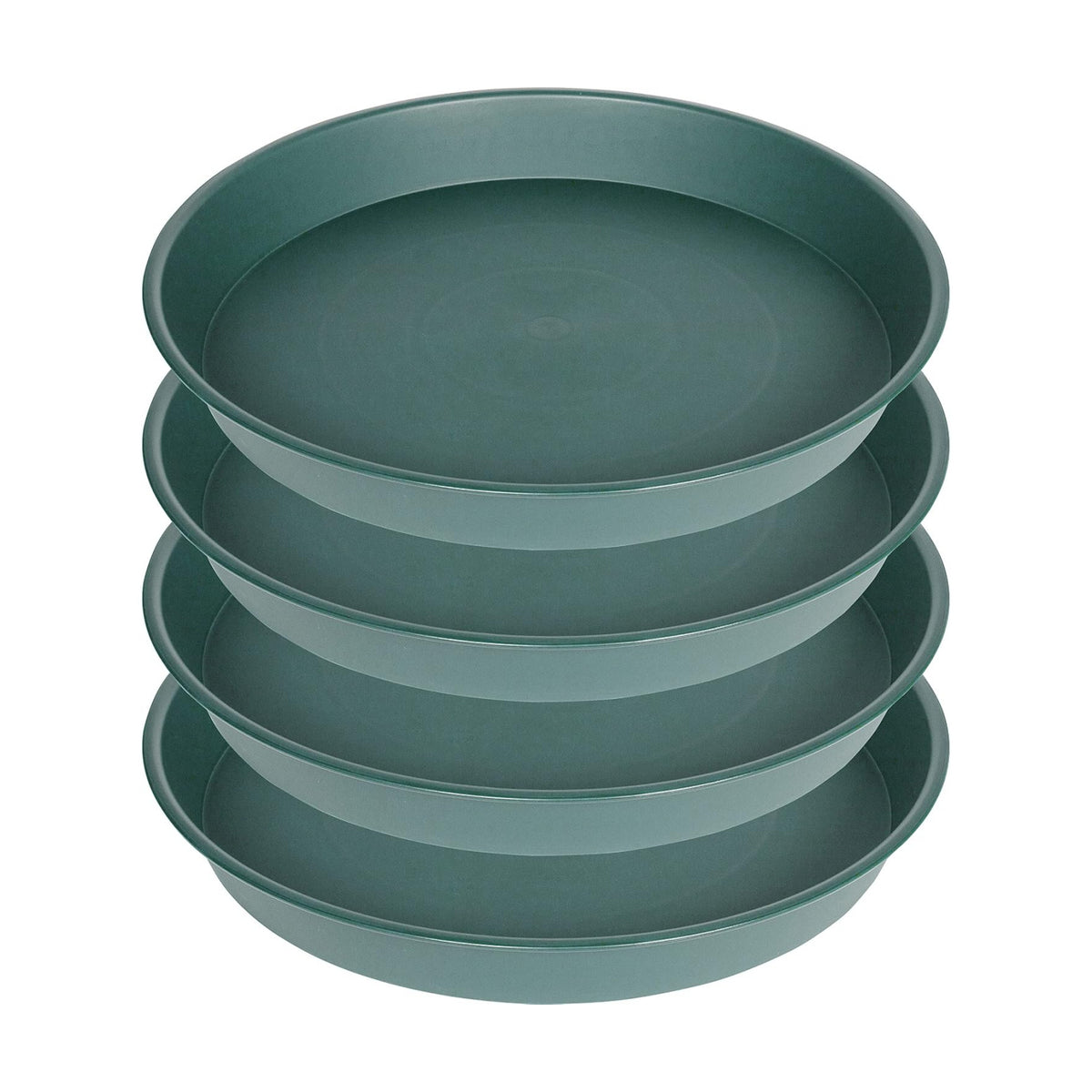 4 Pack of 14 inch Plant Saucer, Heavy Duty Round Plant Trays for Pots, Plastic Plant Water Tray, Bird Bath Bowls, Plant Saucers for Indoors, Drip Trays for Planter 12-14" (14", Green)