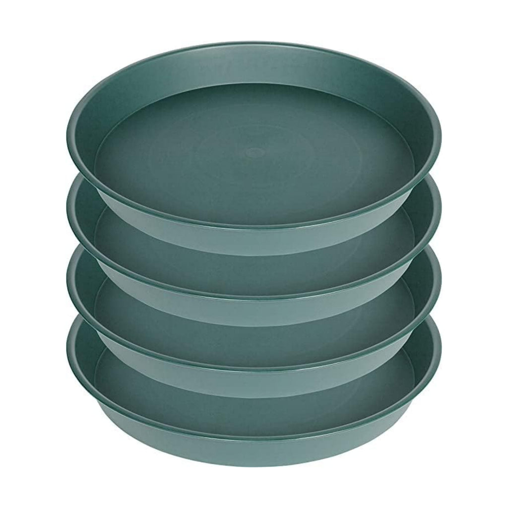 4 Pack of 16 17 inch Plant Saucer (15 inch Base), 2.3" Depth, Heavy Duty Deep Plant Trays for Pots, Bird Bath Bowls, Plastic Plant Saucers for Indoors, Drip Trays for Planter (17", Green)