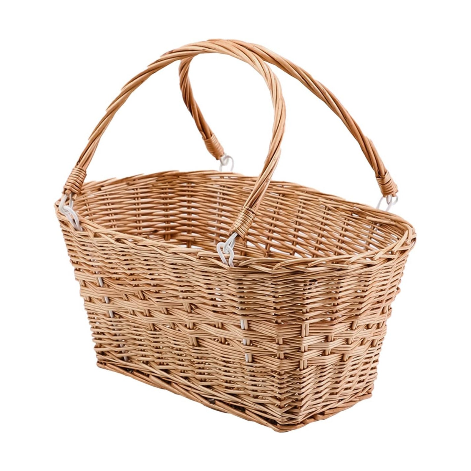 Woven Wicker Picnic Basket with Collapsible Handles for Picnic Shopping | Woven Wicker Picnic Basket for Shopping