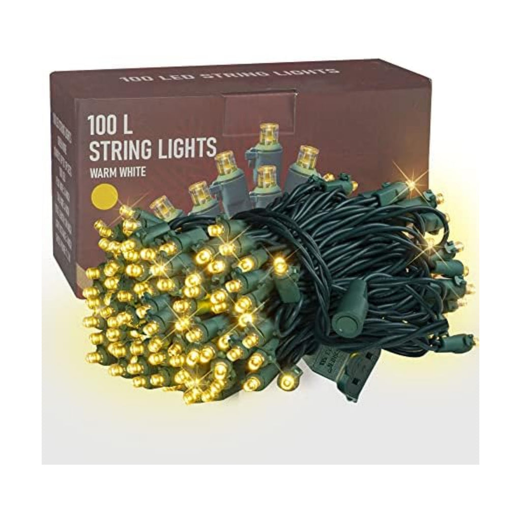 Dazzle Bright 33FT 100 LED Christmas String Lights Indoor Outdoor Waterproof, Warm White Christmas Lights Green Wire, Twinkle Lights Plug in for Tree Room Bedroom Wedding Xmas Decorations