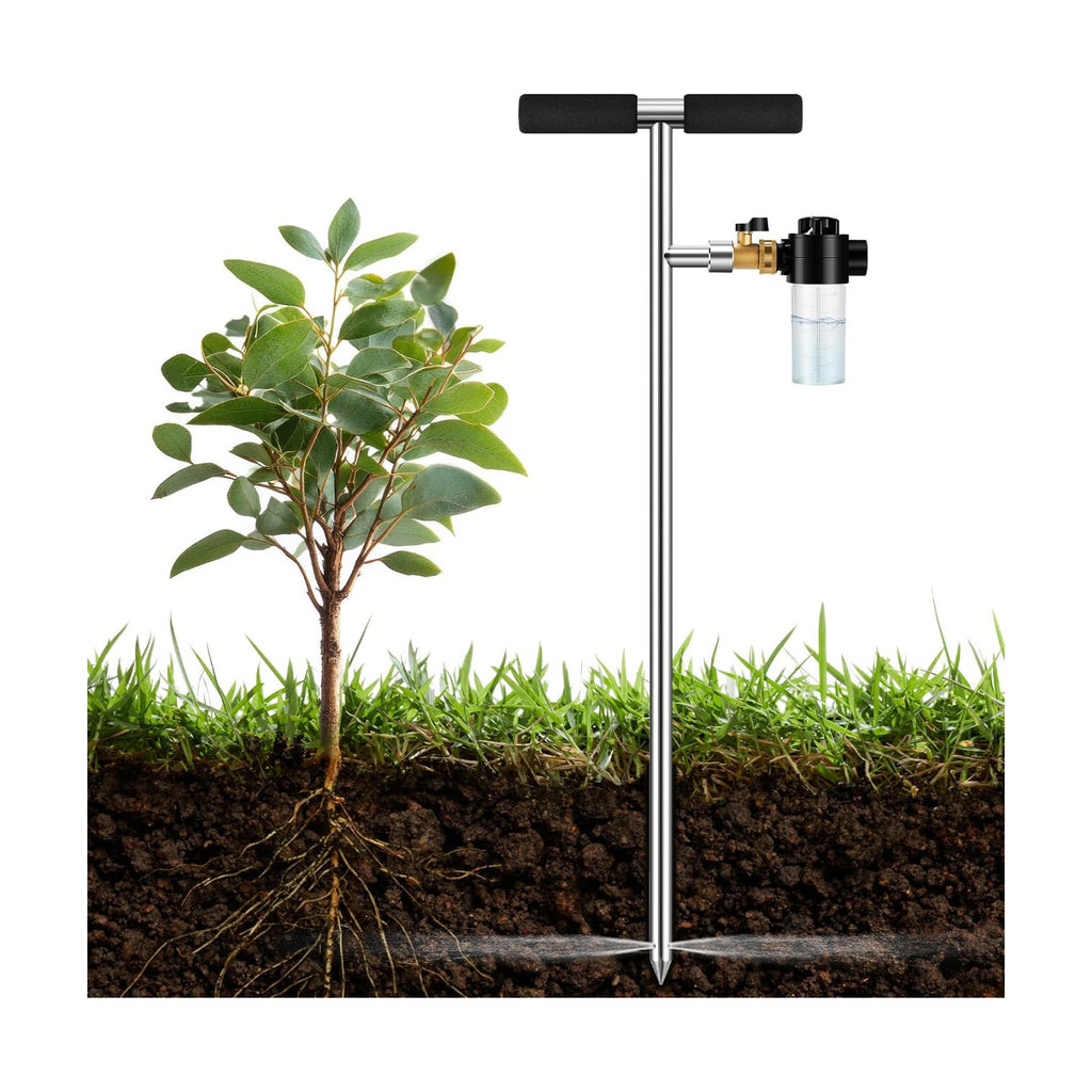 Deep Root Watering Tool for Trees Watering Spike with Fertilizer Bottle | Stainless Steel Root Feeder, Upgraded Brass