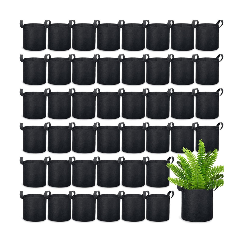 Potchen 45 Pack Grow Bags Aeration Fabric Planter Pots Nonwoven Grow Bags with Handles Black Plant Container Bucket for