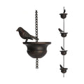 Jemeni 12 Feet Metal Bird Rain Chain, Bird Rain Catcher Chain, Dark Bronze | Decorative & Functional Rain Chains for