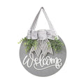 Welcome Sign for Front Door 12 in Wreath Decorations for All Seasons Grey