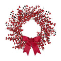 Sggvecsy 18 Inch Artificial Christmas Wreath Red Berry Wreath Handmade Winter Wreath with Bowknot Christmas Decoration for Front Door Home Indoor Outdoor Farmhouse Wall Window Xmas Holiday