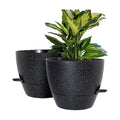 WOUSIWER 10 inch Self Watering Planters, 2 Pack Large Plastic Plant Pots with Deep Reservior and High Drainage Holes