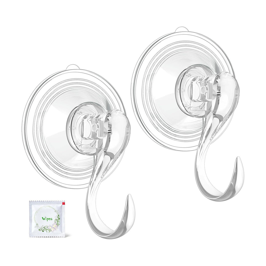 VIS'V Suction Wreath Hanger with Wipes, 22 Lb Capacity, Large, Clear, 8 Pcs