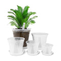 GREENPARA Clear Plant Nursery Pots with Saucer for Indoor & Outdoor Plants | 4/5/6/7/8 Inch Drainage Holes Root