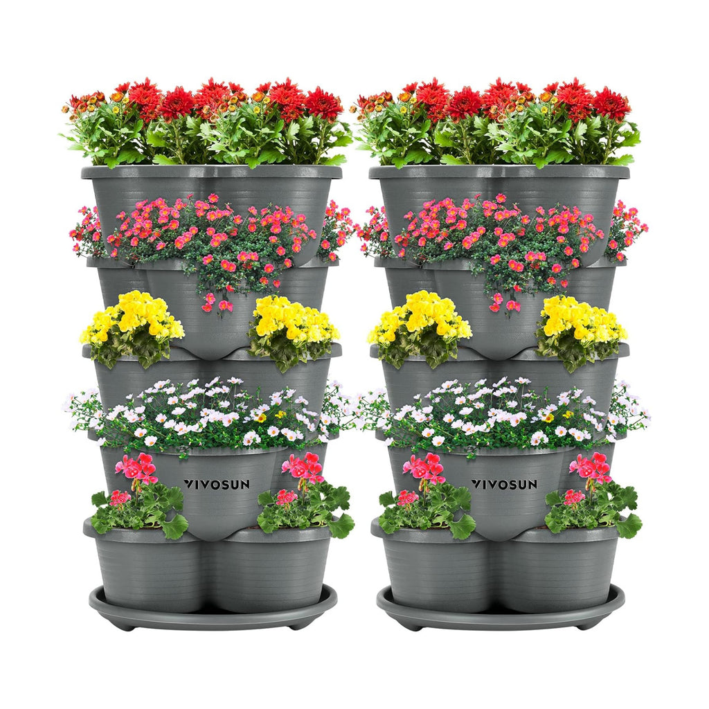 VIVOSUN 2-Pack 5 Tier Vertical Gardening Stackable Planter for Strawberries | Planter for Flowers, Herbs, Vegetables