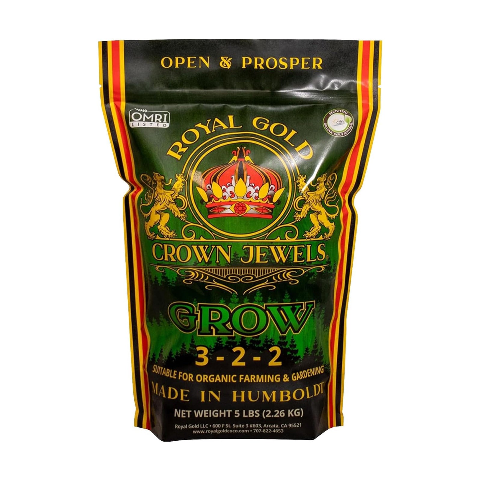 Royal Gold Crown Jewels Organic Grow 3-2-2 Dry Soluble Fertilizer, 5 lbs - Best for Improving Soil Before Planting