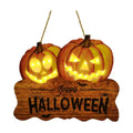 Light Up Happy Halloween Door Sign, 2 Jack O Lanterns, 12 Inch