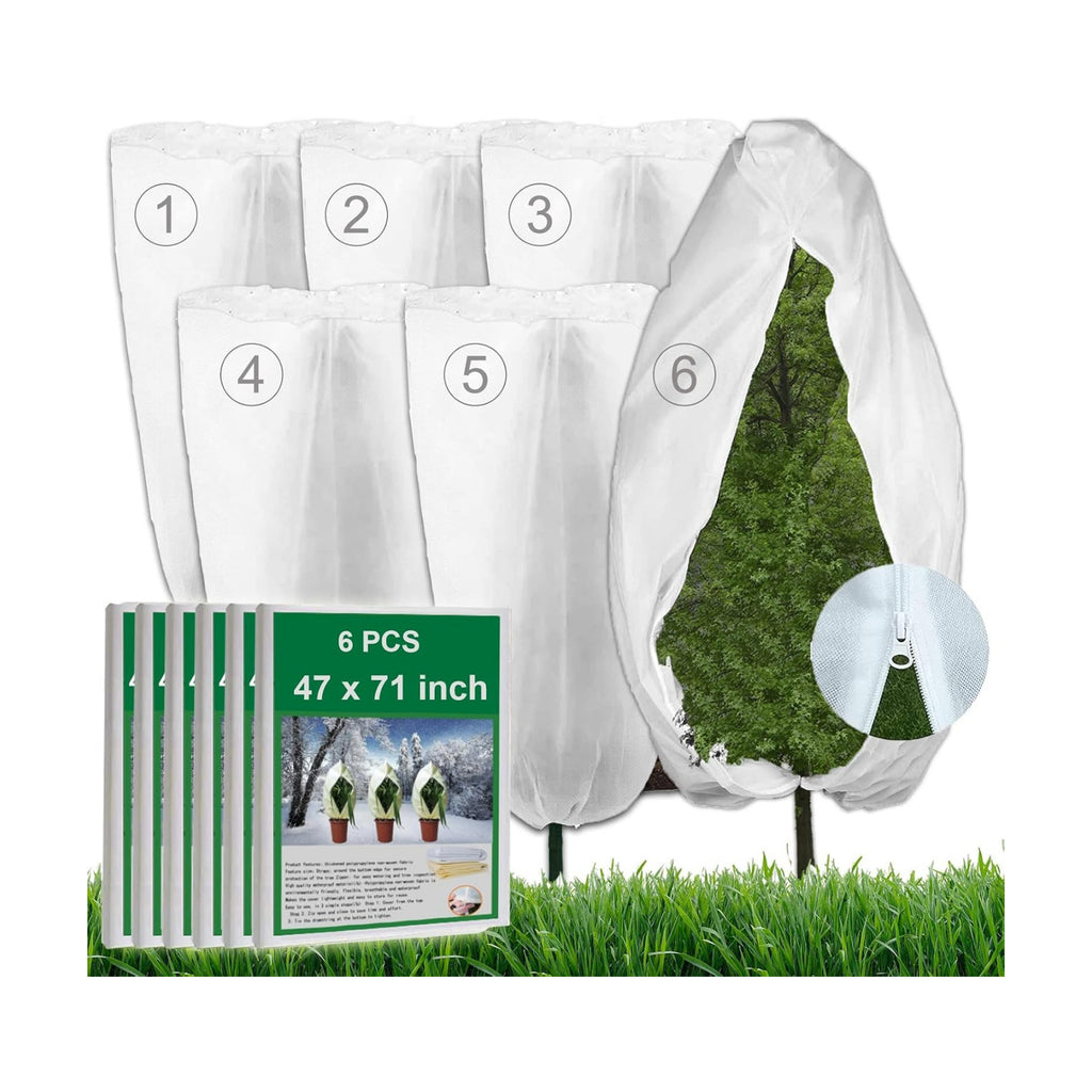 Large Size 6 Packs Plant Covers Freeze Protection 47 x 71 Inch, Upgraded Tree Frost Cloth for winter, 2.8oz/yd² Frost
