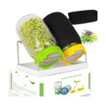 Kitmiido Seed Sprouting Kit, 2 Large Wide Mouth Mason Jars with Sprout Lids, Blackout Sleeves, Drain Tray, Stainless