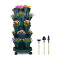 DUNCHATY Stackable Vertical Garden Planter with Wheels, 5 Tier Herb Planter Pots for Growing Vegetables and Succulents