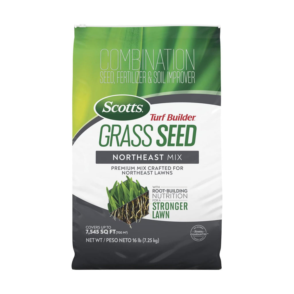 Scotts Turf Builder Grass Seed Northeast Mix, 16 lbs. | Grass Seed Plus Lawn Fertilizer and Soil Improver, Covers Up To