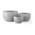 Kante Set of 3 Pale Gray Concrete Bowl Planters 20" 15.7" 11.8" Dia | Drainage for Outdoor, Rubber Plug for Indoor