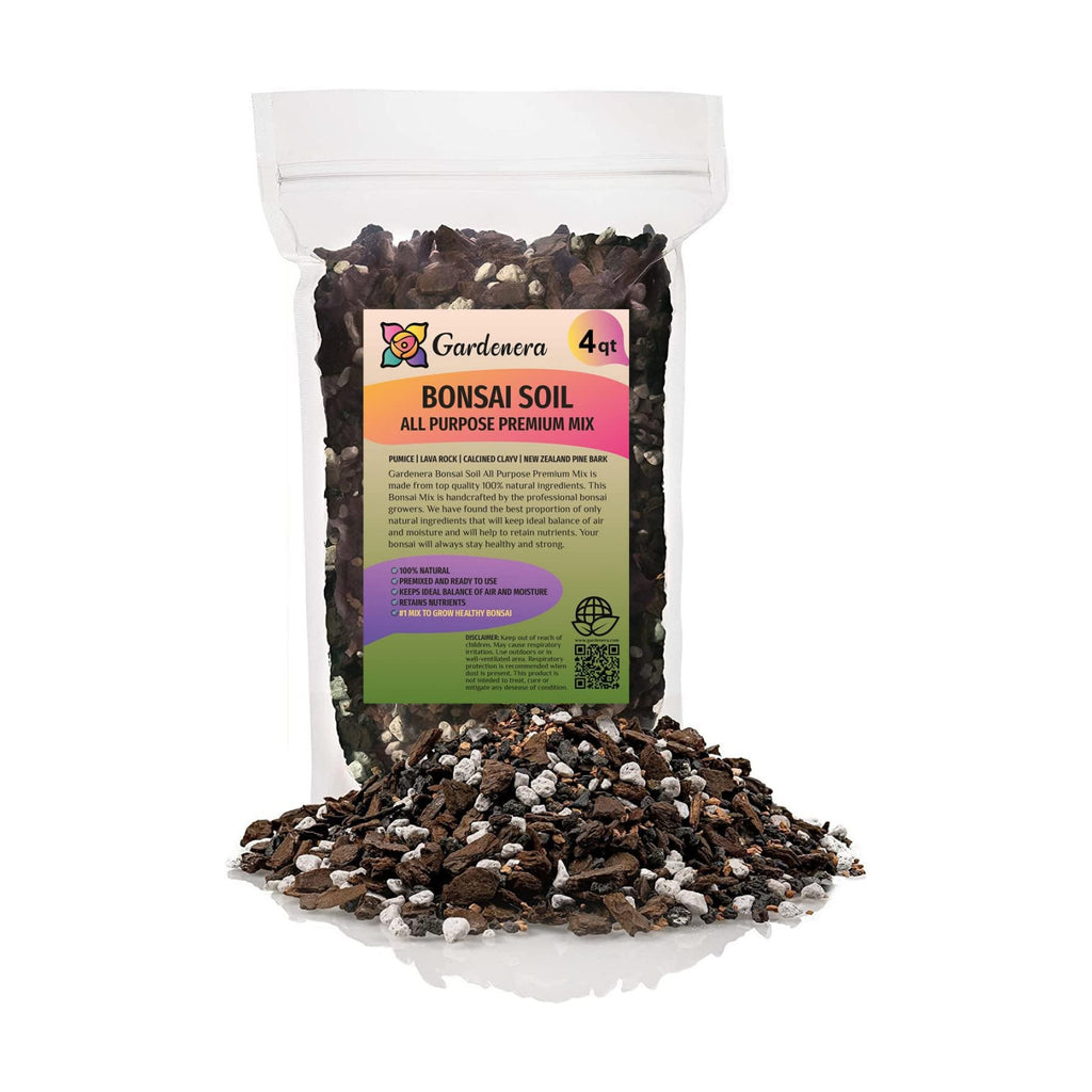 Premium Bonsai Soil All Purpose Fast Draining Mix - Pumice, Lava, Calcined Clay and Pine Bark Potting Pre Mixed Bonsai