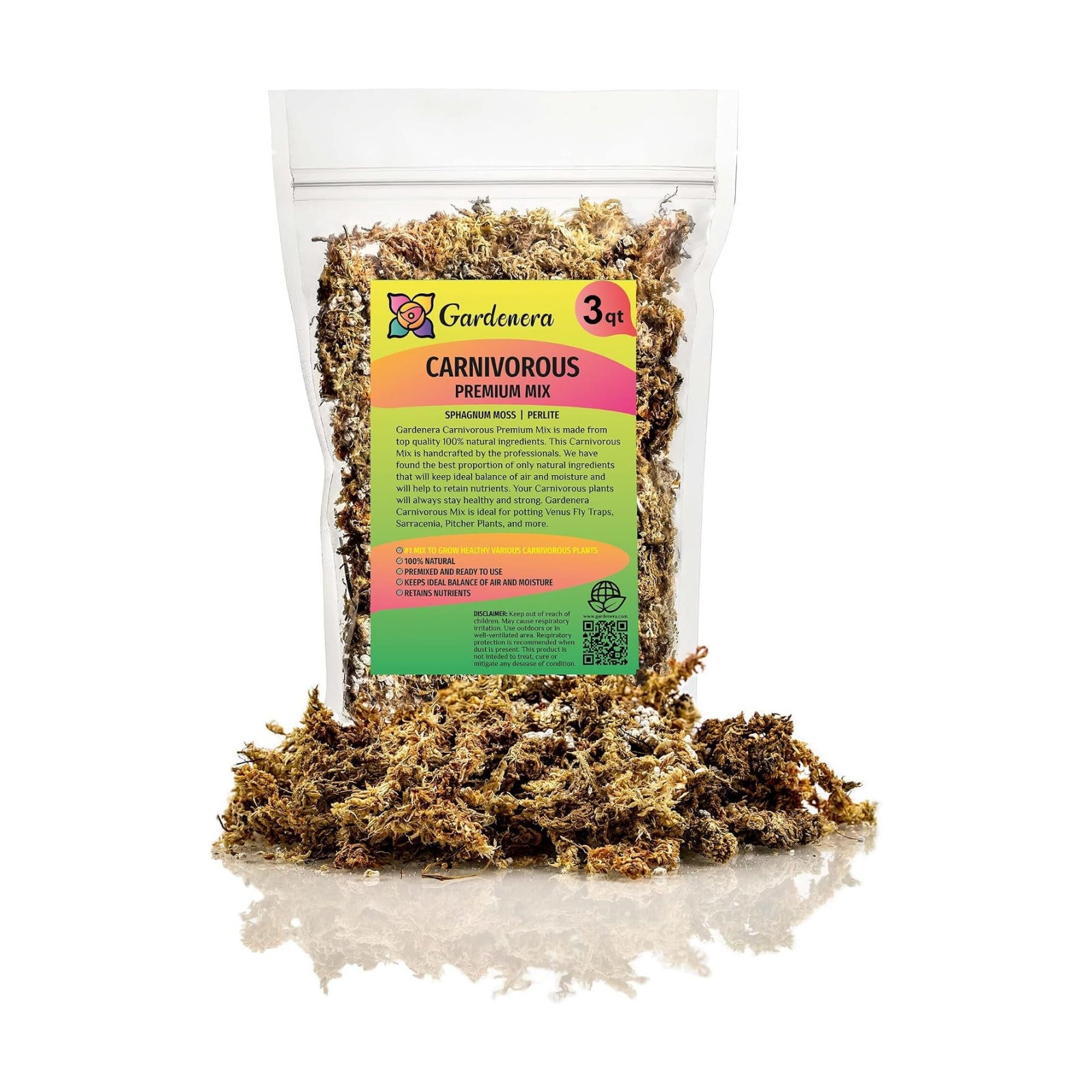 Sphagnum Moss Potting Mix for Carnivorous Plants, Moss and Perlite Blend for Potting Venus Fly Traps, Sarracenia