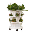 Strawberry Vertical Planters, 3 Tiered Stacking Tower Garden, Stackable Herb Vegetable Planters with Movable Casters