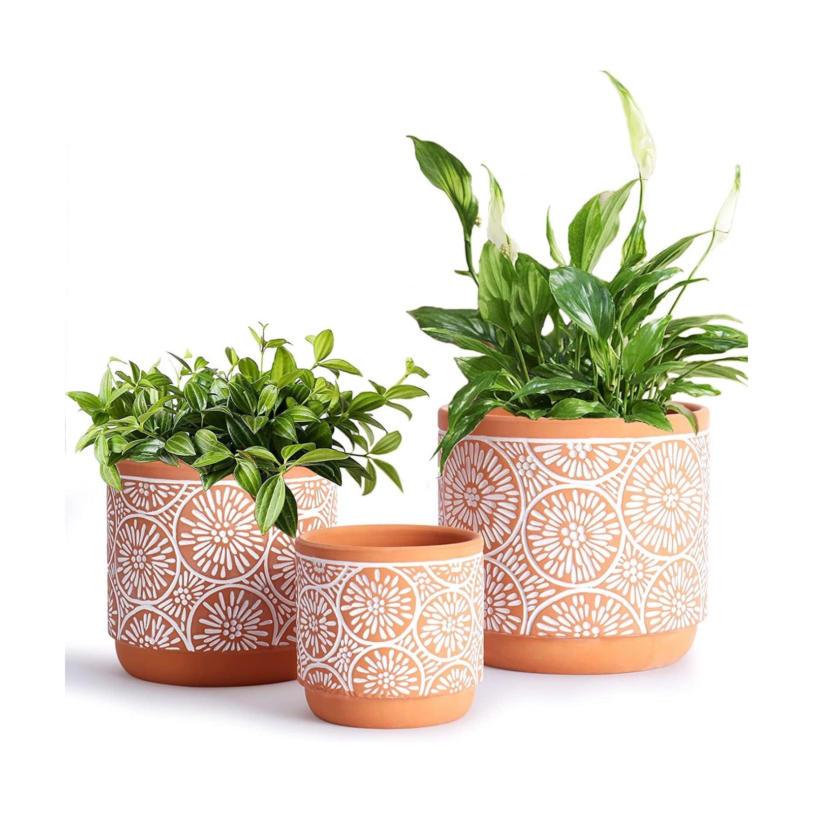 DeeCoo 3 Piece Ceramic Plant pots Indoor Flower Pots Set with Drainage Holes, 5.7/4.7/3.5/inch, Modern Decorative